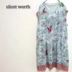 サイレントワース 【サイズ不明】 ワンピース ひざ丈 プリント 蝶 花 裏地付き