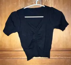 SHEIN 黒 パフスリーブ半袖ニット XS