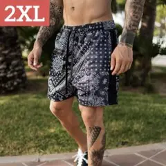 メンズ ハーフパンツ ショートパンツ 短パン バンダナ柄 ペイズリー　ランニング