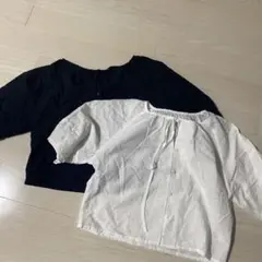 GU 半袖ブラックホワイトシャツ