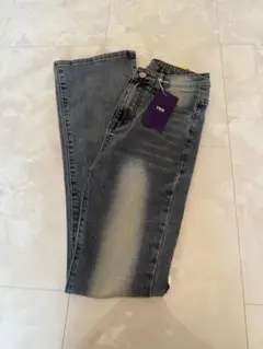 グレー ブーツカットデニム YKKファスナー