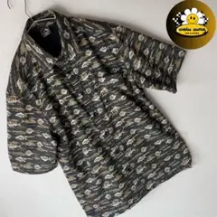 ポリシャツジャケット　魚プリント 半袖シャツ