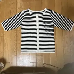ストライプ七分袖ニット
