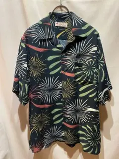 Kaluluwa 半袖　花火柄　レーヨン　アロハシャツ M