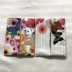 ポケットティッシュケース　普通サイズ　d30 ネコ　シカ　花　ちょうちょ