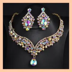 ☆週末セール☆ネックレス ビジュー ピアス 【ゴールド】ベリーダンス 社交ダンス