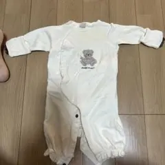 プティマインホワイト クマ刺繍ロンパース