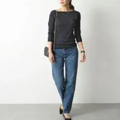 JOHN SMEDLEY　ジョンスメドレー　黒　7分袖　ニット　ボートネック