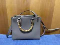 レザー ショルダーバッグ バンブーハンドル