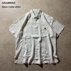 ANABRISAキューバシャツ四つポケIrish linenホワイト古着美品レア