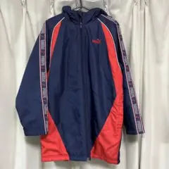 PUMA フード付きベンチコート ネイビー/レッド