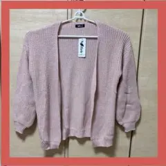新品 ニットカーディガン 長袖 ピンク 冷房対策 M くすみピンク レディース