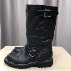 CHAELシャネルエンジニアブーツ キルト36 ブラウン