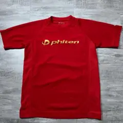 Phiten ファイテン 両面ロゴ プリント Tシャツ 赤×金 S バレーボール