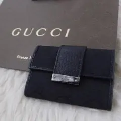 【ほぼ未使用品✨黒GG/人気】GUCCI グッチ 6連キーケース GGシマ 希少