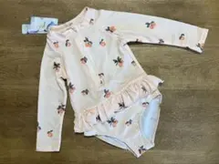 【新品・未使用】100cm 水着 ラッシュガード オールインワン 帽子付 女の子