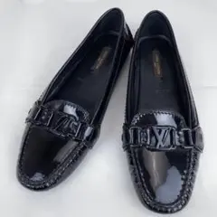 ルイヴィトン ドライビングシューズ パテントレザー ブラック 36M 美品