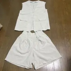 GLOBAL WORK ベージュ ベストとショートパンツセット 150