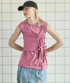 MAISONSPECIAL Ribbon Bare Sleeveless TEE