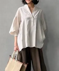 1er Arrondissement レーヨンリネンスキッパーブラウス