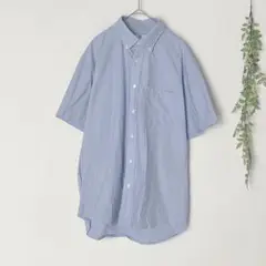 8113 ユニクロ 半袖シャツ メンズ トップス シンプル ベーシック 仕事 青