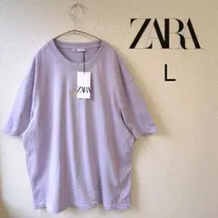 【新品未使用品】 ラベンダー コットンTシャツ ＬメッセージTシャツ