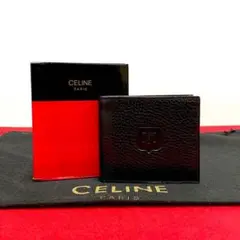 未使用保管品 箱付き セリーヌ マカダム ブラゾン 二つ折り 財布 折り財布 黒