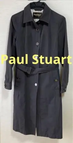 Paul Stuart グレーブラウン トレンチ ロングコート ボタン ロゴ
