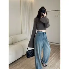 長毛モフモフ✭ミニ丈トップス★秋冬デート♥韓国風