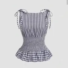 GRL ギンガムチェック ノースリーブ ブラウス shein