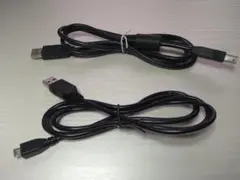 USB-A to B110cm黒 + USB-A to マイクロusb90cm黒