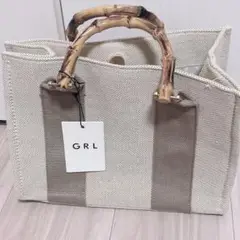 GRL 2Wayバンブーハンドルスクエアトートバッグ tr489