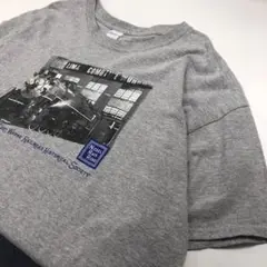 GILDAN 汽車 蒸気機関車 半袖Tシャツ グレー メンズXL