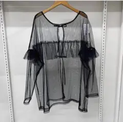 【新品】しまむら relache チュールフリルTシャツ ブラック Mサイズ