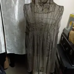 グレー レース ノースリーブ トップス