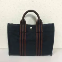 エルメス フールトゥ PM 濃紺×こげ茶 トートバッグ