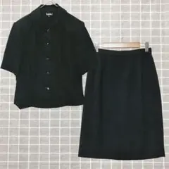 C1067パウエルホロン✤半袖ブラックフォーマルM 礼服 肩パッド入 上下セット