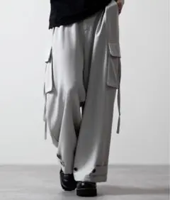 CLEL M-47デザイン TRルーズ パラシュートパンツ　ライトグレー XS