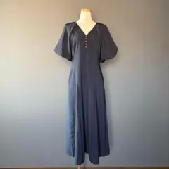 【美品♡】エメルリファインズ ボリュームスリーブ ロングワンピ ネイビー S