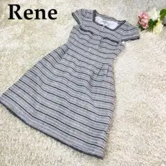 ✨美品✨Rene ワンピース ボーダーライン 半袖 膝丈 Sサイズ フリル