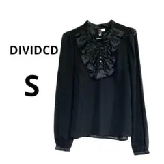 DIVIDCD ディバイデッド　黒　フリルブラウス　長袖　シアー　透け感　S