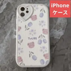 iPhone用チューリップ・くまさん柄ソフトケース