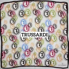 ☆TRUSSARDI☆ トラサルディ スカーフ ロゴ オーバル ブラウン タグ付