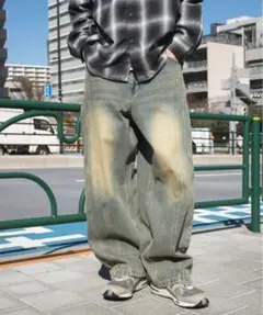 WEGO イージー3Dバレルレッグデニムパンツ