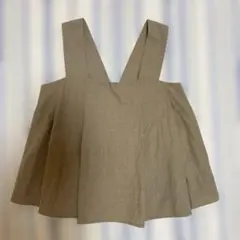 キャミソール　リネン風　ベージュ　M