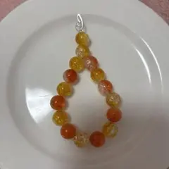 樹脂ビーズチャーム オレンジ イエロー
