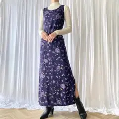 ヴィンテージ メキシコ製 花柄 ノースリーブ ワンピース 古着 レトロ B107