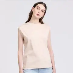 ベージュ ノースリーブ Tシャツ