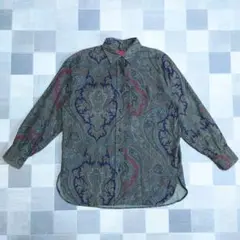 80-90’s KENZO PARIS コットン ネル ペイズリー柄 シャツ