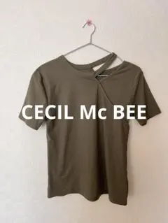 CECIL Mc BEEクロスデザイン Tシャツ Mサイズ オリーブ